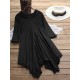 Casual Women Solid Color Irregular Hem 3/4 Sleeve Hoodie Shirt Dress