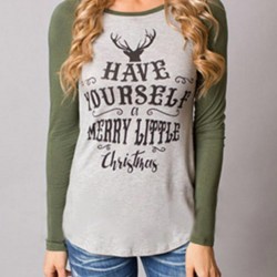 Cute Women O-Neck Animals Letter Printed Long Sleeve T-Shirts