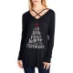 Women Casual Christmas Letter Print Front Cross Long Sleeve T-Shirts