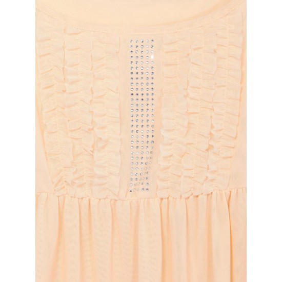 Bouffancy Embellished Beading Sheer Mesh Apricot Black Strap Vest Bouffancy Embellished Beading Sheer Mesh Apricot Black Strap Vest