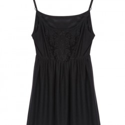 Bouffancy Embellished Beading Sheer Mesh Apricot Black Strap Vest