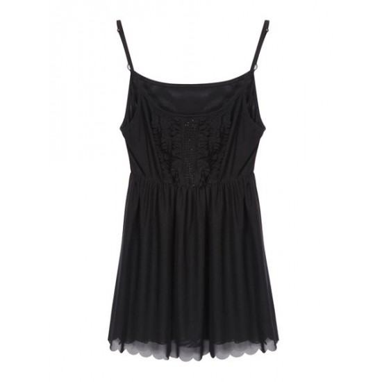 Bouffancy Embellished Beading Sheer Mesh Apricot Black Strap Vest Bouffancy Embellished Beading Sheer Mesh Apricot Black Strap Vest