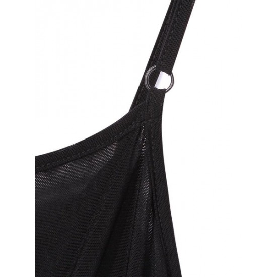 Bouffancy Embellished Beading Sheer Mesh Apricot Black Strap Vest Bouffancy Embellished Beading Sheer Mesh Apricot Black Strap Vest