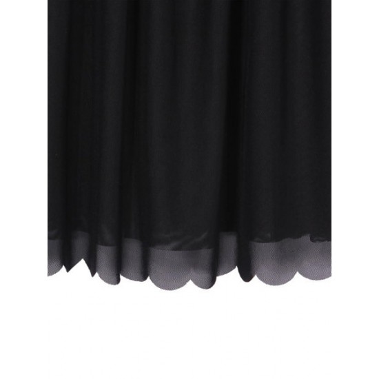 Bouffancy Embellished Beading Sheer Mesh Apricot Black Strap Vest Bouffancy Embellished Beading Sheer Mesh Apricot Black Strap Vest