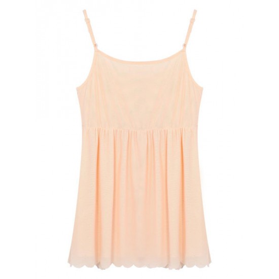 Bouffancy Embellished Beading Sheer Mesh Apricot Black Strap Vest Bouffancy Embellished Beading Sheer Mesh Apricot Black Strap Vest