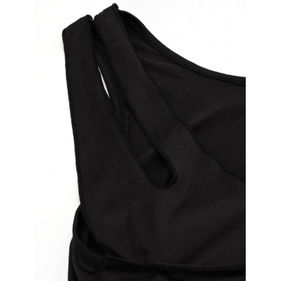 Casual Loose Sexy Black Cross Backless Tank Top For Women Casual Loose Sexy Black Cross Backless Tank Top For Women