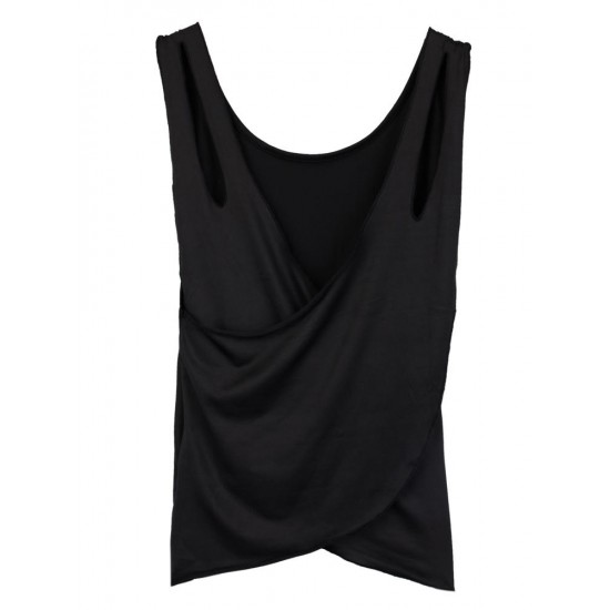 Casual Loose Sexy Black Cross Backless Tank Top For Women Casual Loose Sexy Black Cross Backless Tank Top For Women