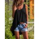 Casual Round Neck Irregular Tops Hem Sleeveless T-shirts