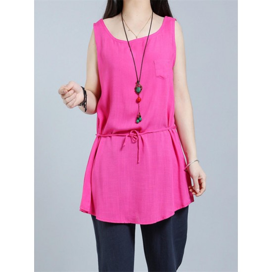 Casual Women Sleeveless Pure Color Summer Tank Tops