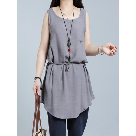 Casual Women Sleeveless Pure Color Summer Tank Tops