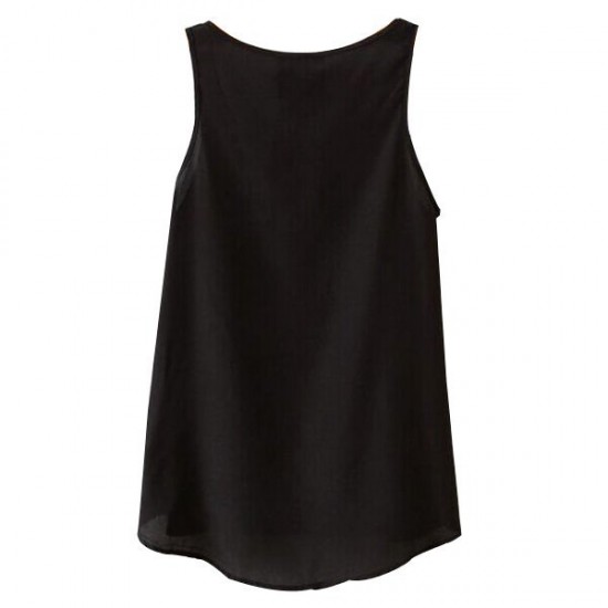 Chiffon Pocket Tank For Women Black And White Sleeveless Shirts