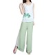 Elegant Women Lotus Ink Printing Fake Two-piece Cotton Linen Tank Top