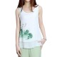 Elegant Women Lotus Ink Printing Fake Two-piece Cotton Linen Tank Top