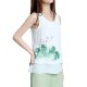 Elegant Women Lotus Ink Printing Fake Two-piece Cotton Linen Tank Top