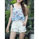 Folk style Strap Embroidery V-neck Double Layer Tank Tops