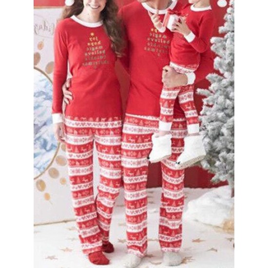 Casual Christmas Parent-Child Long Sleeve Home Tracksuit Set