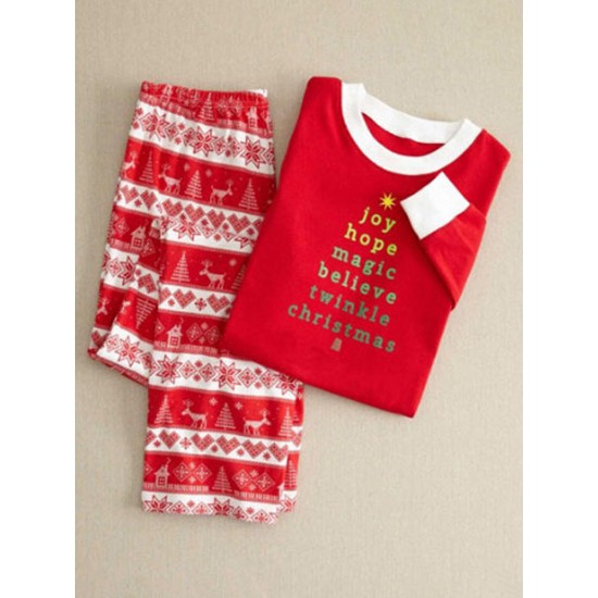 Casual Christmas Parent-Child Long Sleeve Home Tracksuit Set