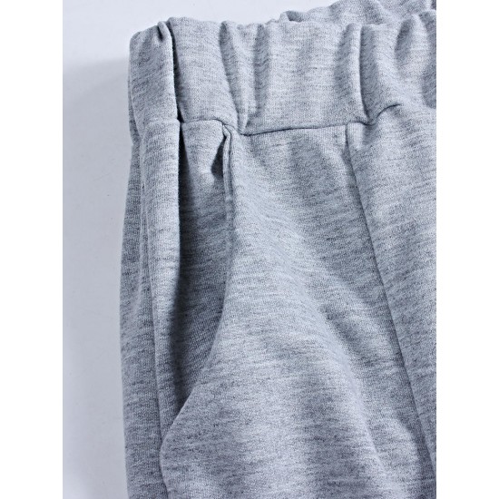 Casual Letters Print Sweatshirt Suit Wide Leg Pants Loose Women Sets