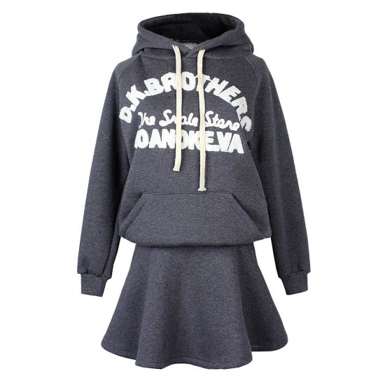 Casual Women Letter Printing Hooded Two-piece Skirt Tracksuit Casual Women Letter Printing Hooded Two-piece Skirt Tracksuit