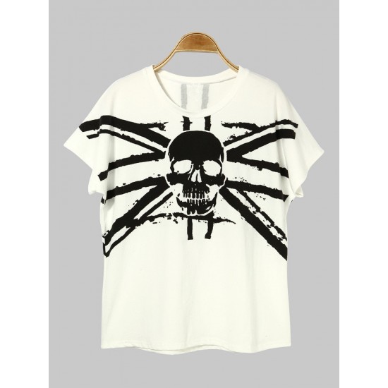 Fashion Women Casual Skull Pattern Loose Cotton Track Suit