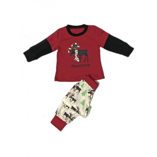 Fawn Print Christmas Parent-Child Long Sleeve Home Tracksuit Set