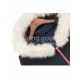 Royal Blue Rabbit Fur Collar Casual Active Fleece Thicken Hoodie Suit