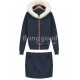 Royal Blue Rabbit Fur Collar Casual Active Fleece Thicken Hoodie Suit