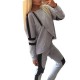 Sexy Gray Black Patchwork Zipper Split Hood Women Tracksuit Sportsuit