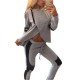 Sexy Gray Black Patchwork Zipper Split Hood Women Tracksuit Sportsuit