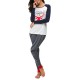 Women Christmas Print Striped Pants Set Tracksuit