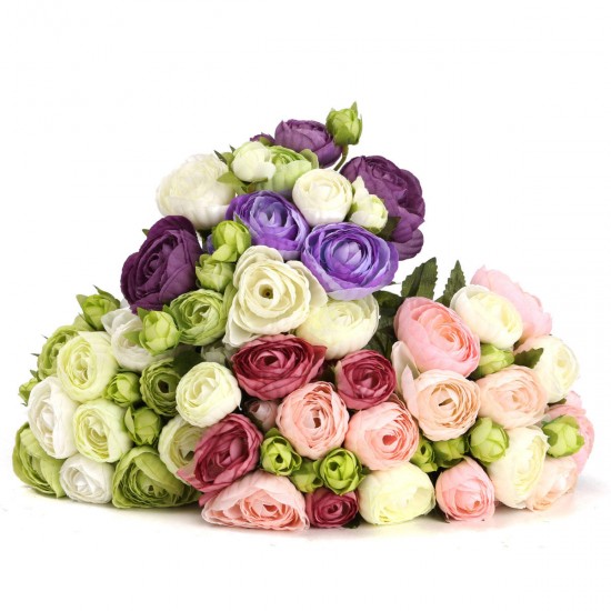 10 Heads Artificial Silk Flower Camellia Wedding Bouquet Party Home Decoration