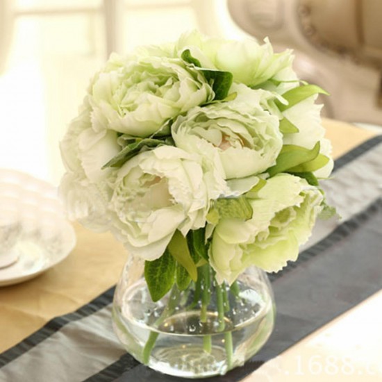 10 Heads Artificial Silk Flower Peony Wedding Bouquet Party Home Decoration