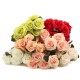 10 Heads Artificial Silk Flower Rose Wedding Bouquet Party Home Decoration