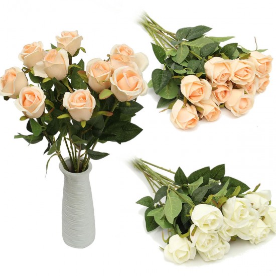 10 Heads Real Latex Touch Rose Flowers Bouquet Wedding Home Decoration