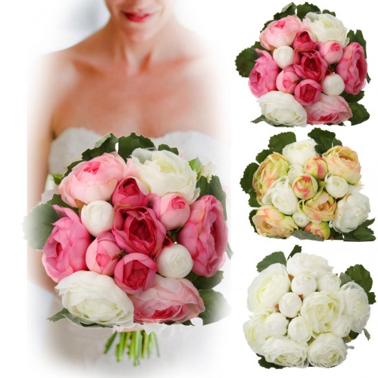 13Heads Artificial Silk Jasmine Flowers Bride Bouquet Wedding Home Decoration