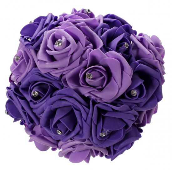 30cm / 11.8'' Crystal Foam Flower Roses Wedding Bridal Bridesmaid Bouquet Posy