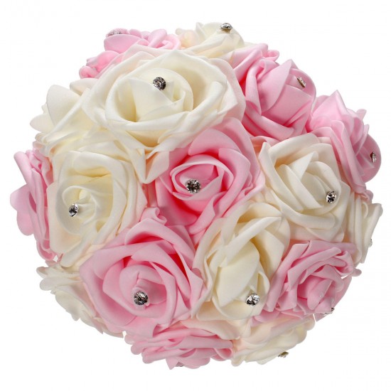 30cm / 11.8'' Crystal Foam Flower Roses Wedding Bridal Bridesmaid Bouquet Posy