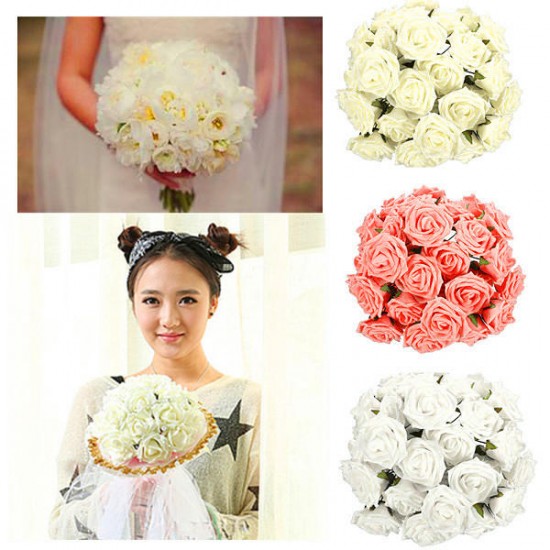 50X Foam Artificial  Flower Wedding Party Bridal Bouquet Decor DIY