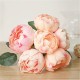 6Pcs/Pack Artificial Fake Peony Silk Flower Bridal Hydrangea Home Wedding Garden Decoration