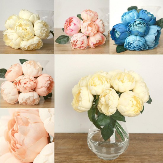 6Pcs/Pack Artificial Fake Peony Silk Flower Bridal Hydrangea Home Wedding Garden Decoration