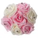 7 Heads Colourfast Foam Roses Crystal Artificial Flower Home Wedding Bride Bouquet Party Decoration