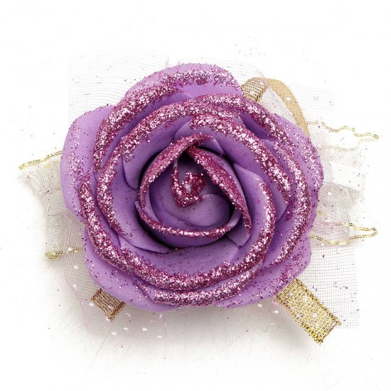 Bridal Bridesmaid Foam Artificial Rose Flower Elastic Band Wrist Corsage Wedding Party Supplies