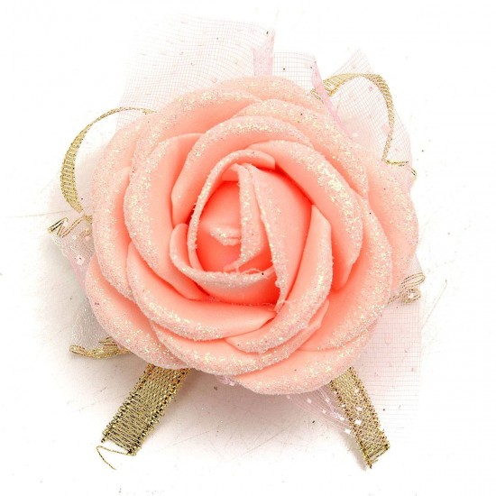 Bridal Bridesmaid Foam Artificial Rose Flower Elastic Band Wrist Corsage Wedding Party Supplies