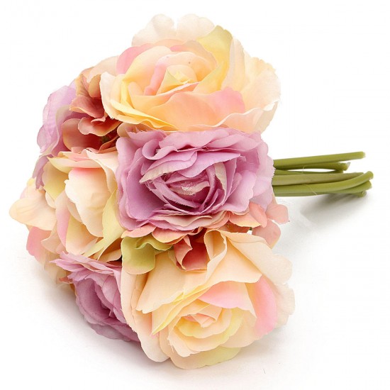Bride Artificial Silk Rose Hydrangea Camellia Bouquet Flower Girl Wedding Party Decoration