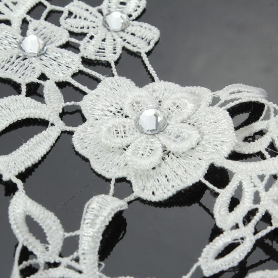 Bridal Gloves Rhinestone Lace Flower White Bride Wedding Party Prom Dress Fingerless