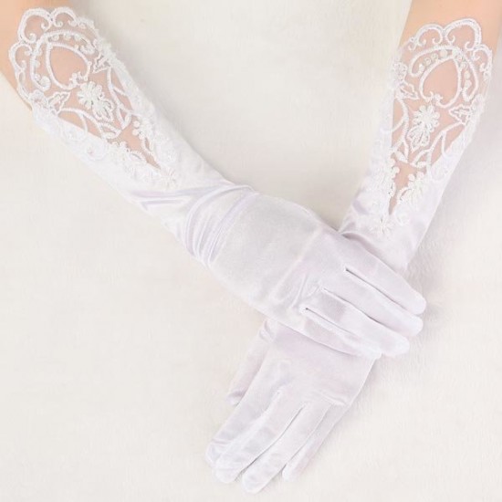 Bridal Wedding Dress Finger Lace  Satin Party Accessories Gloves