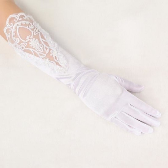 Bridal Wedding Dress Finger Lace  Satin Party Accessories Gloves