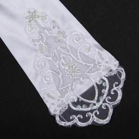 Bridal Wedding Dress Finger Lace  Satin Party Accessories Gloves