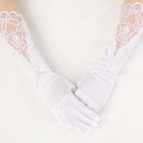 Bridal Wedding Dress Finger Lace  Satin Party Accessories Gloves