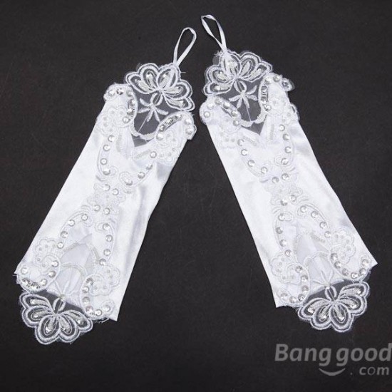 Bridal Wedding Dress Fingerless Embroidered Gloves
